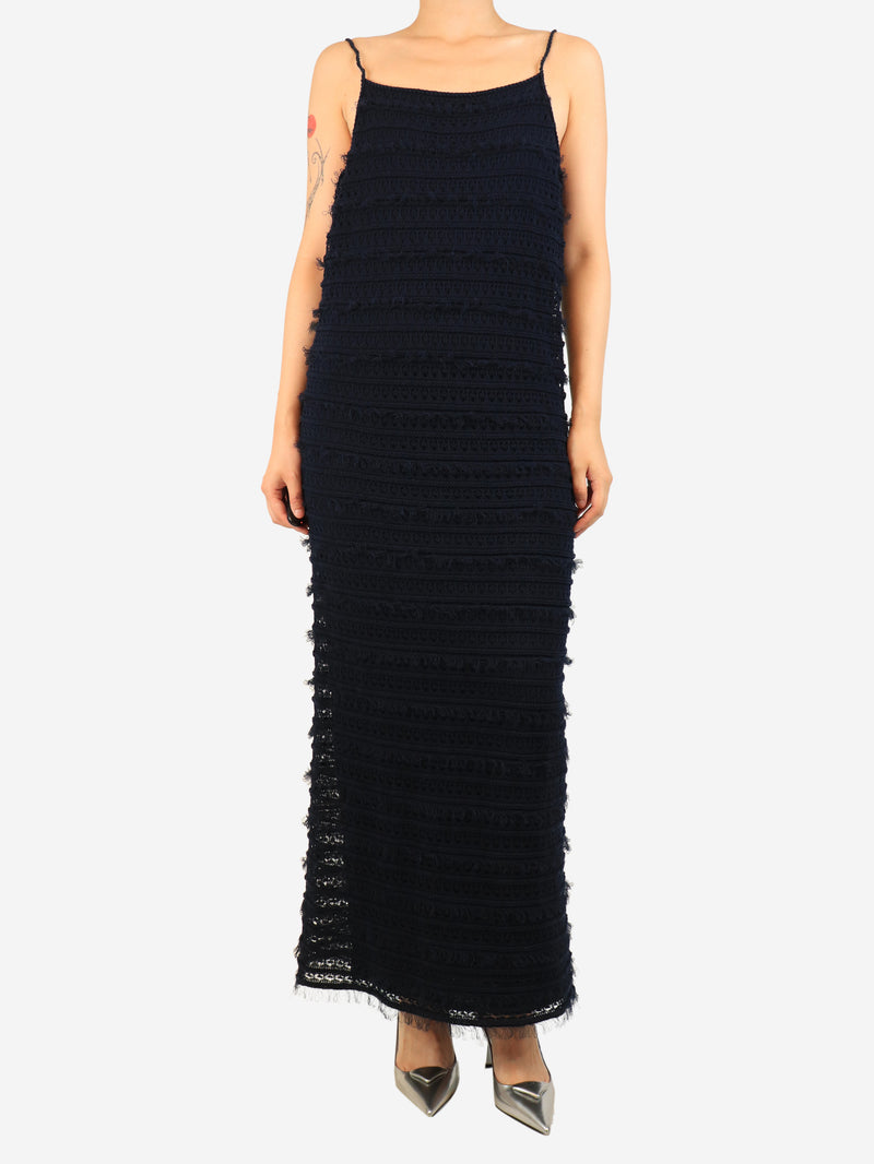 Navy netted midi dress - size L