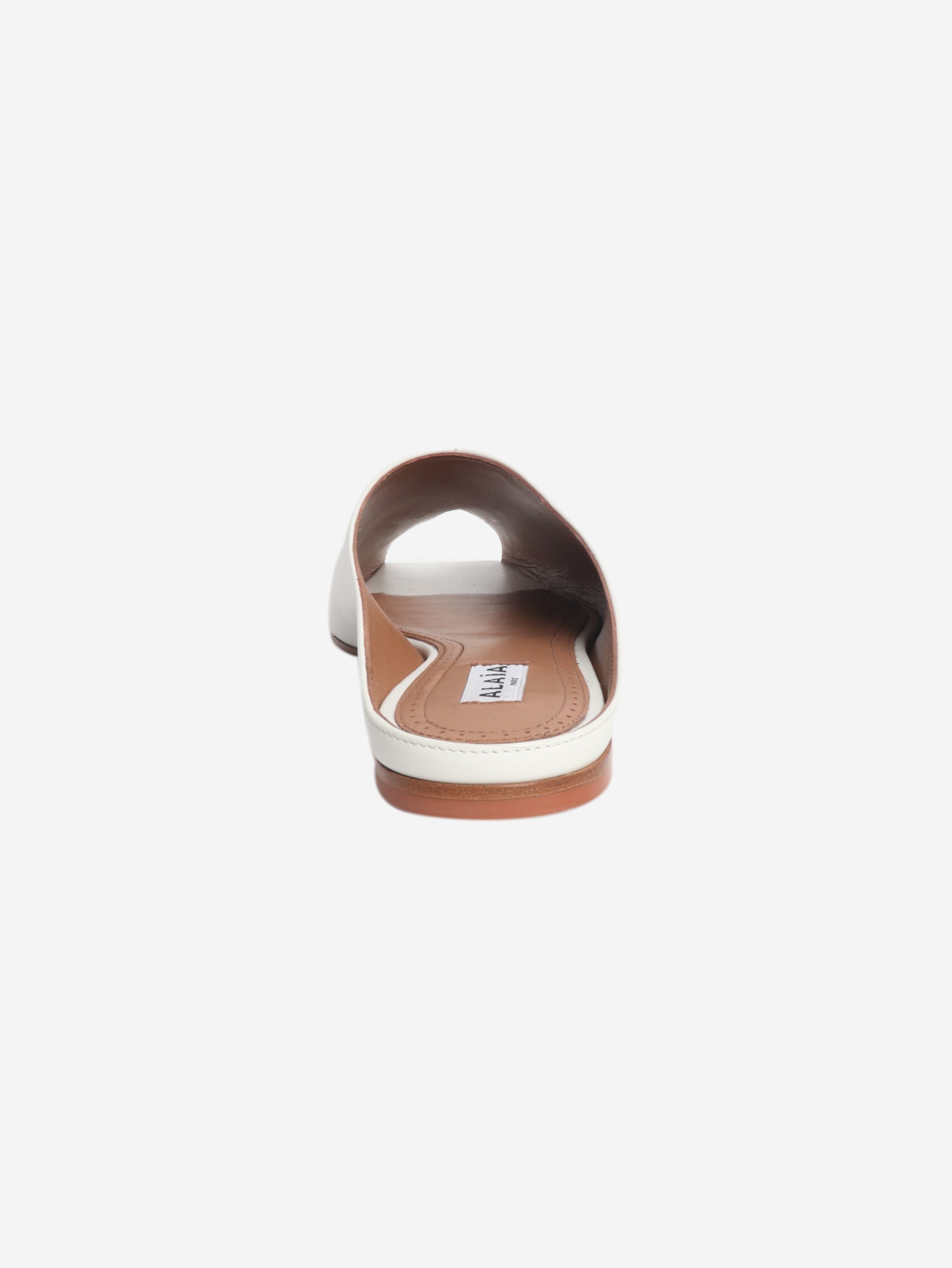 White leather peep-toe mules - size EU 39 (UK 6) Flat Sandals Alaia 
