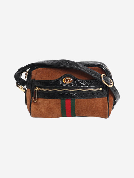 Brown suede Ophidia mini shoulder bag product image