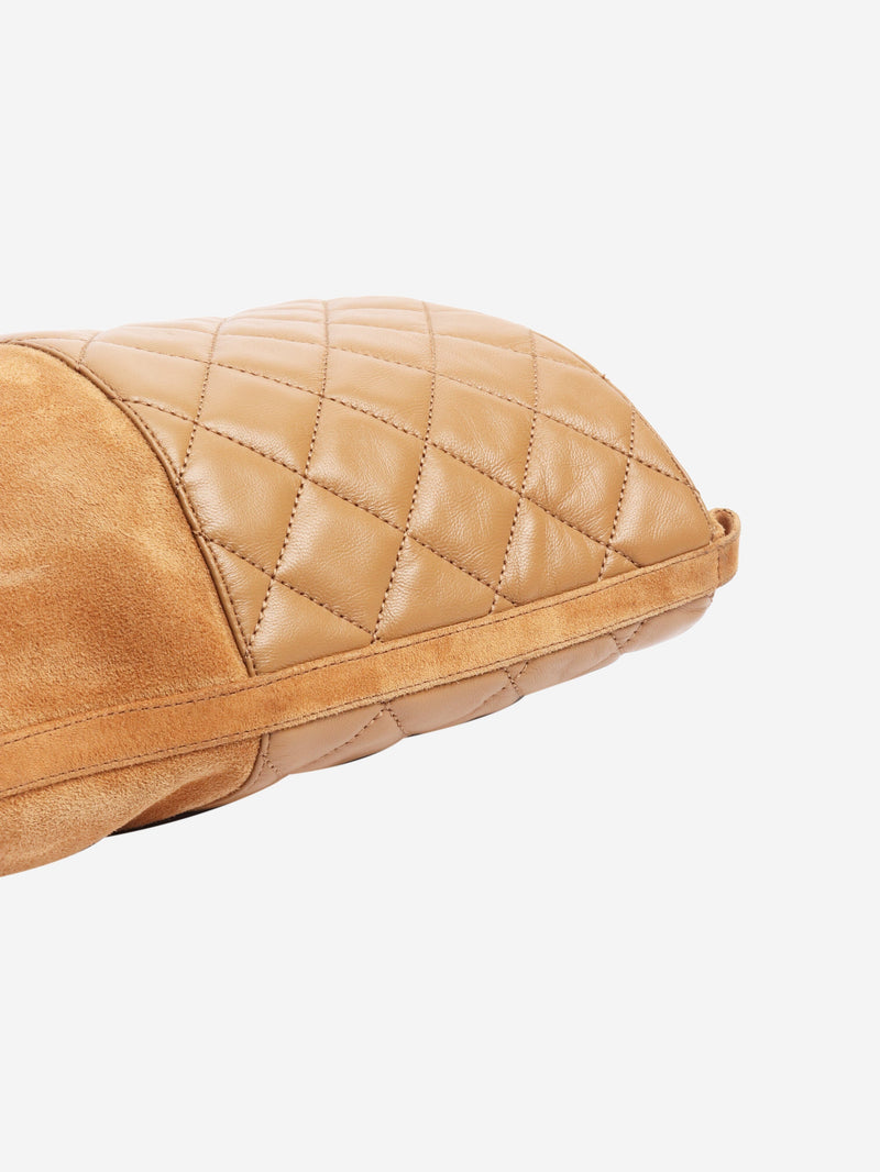 Tan suede and quilted leather knee-high boots - size EU 38.5 Boots Chanel 