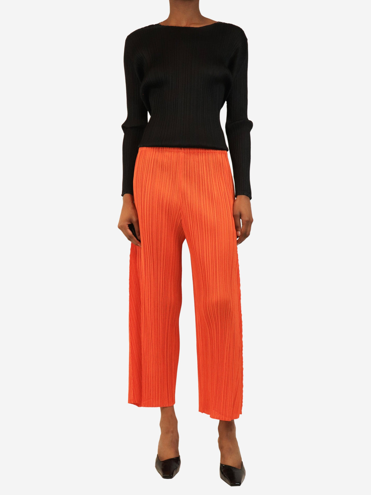 Orange pleated trousers - size UK 10 Trousers Pleats Please 