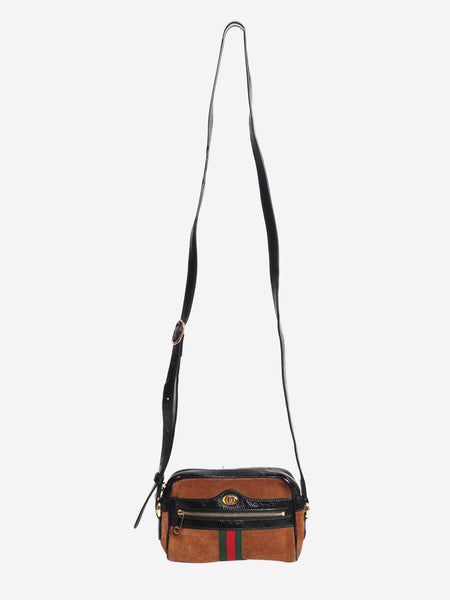 Brown suede Ophidia mini shoulder bag alternate image