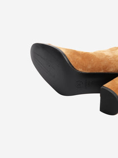 Tan suede and quilted leather knee-high boots - size EU 38.5 Boots Chanel 