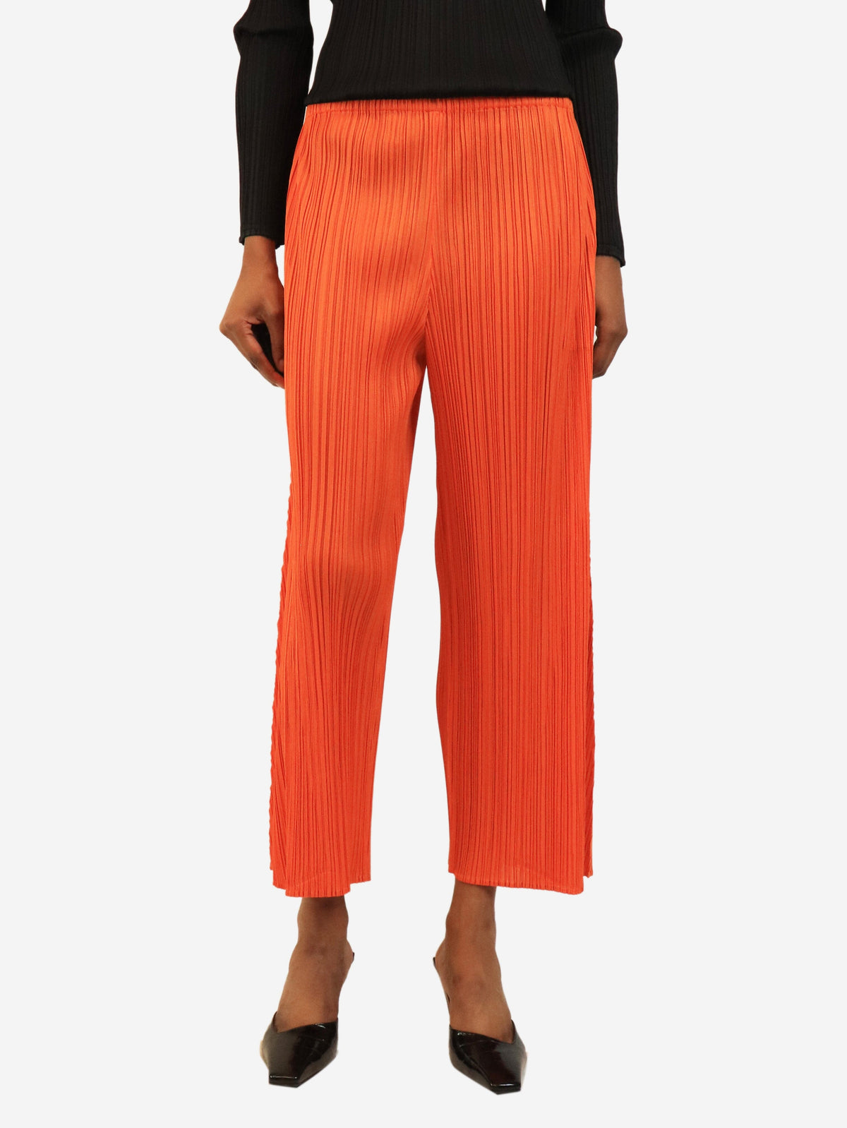 Orange pleated trousers - size UK 10 Trousers Pleats Please 