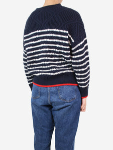 Valentino Navy blue striped and embroidered jumper - size L