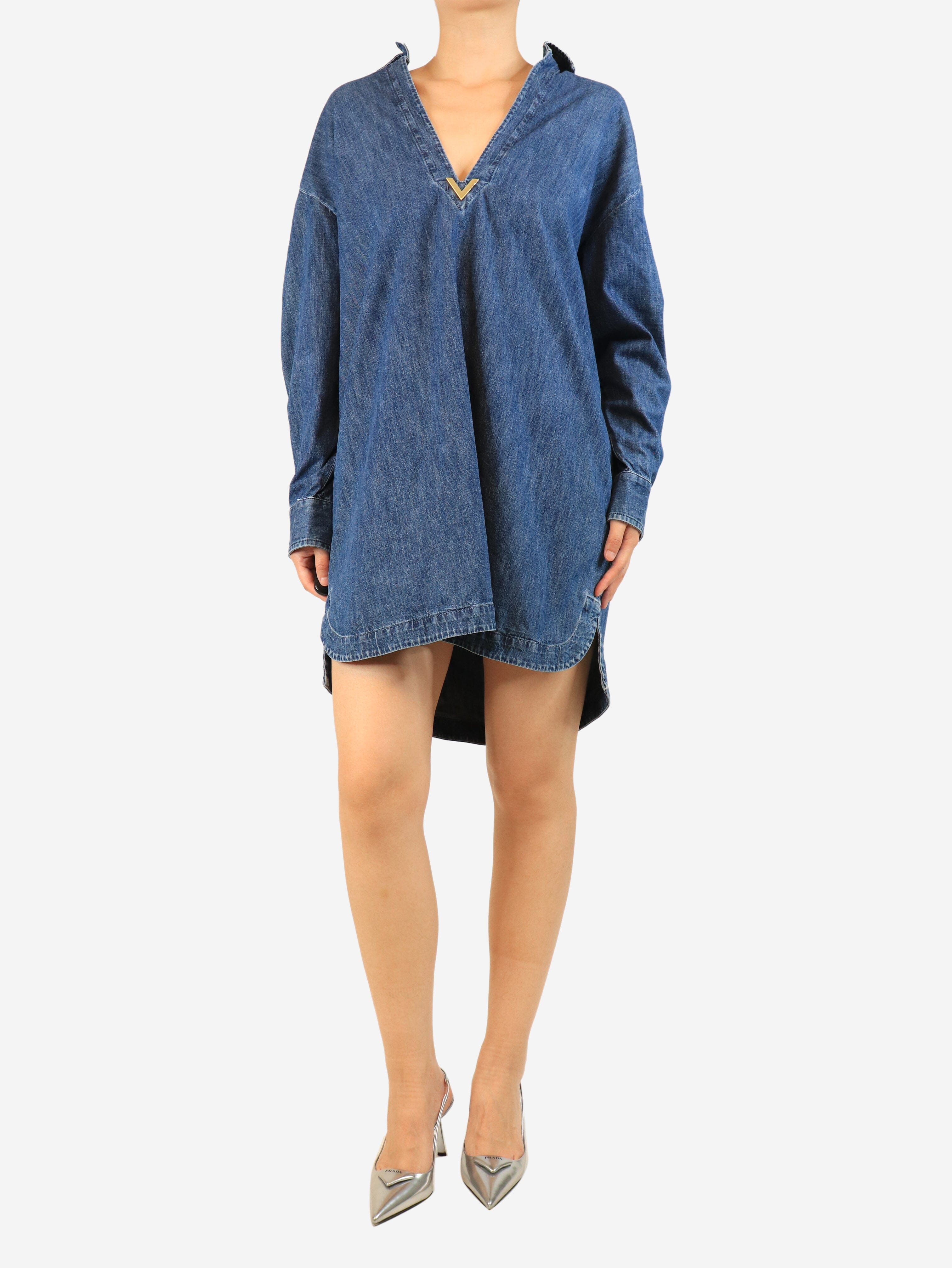 Blue denim mini dress - size UK 8 Denim Valentino 