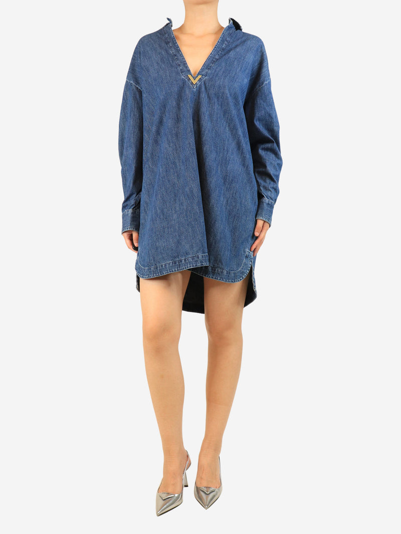 Blue denim mini dress - size UK 8 Denim Valentino 
