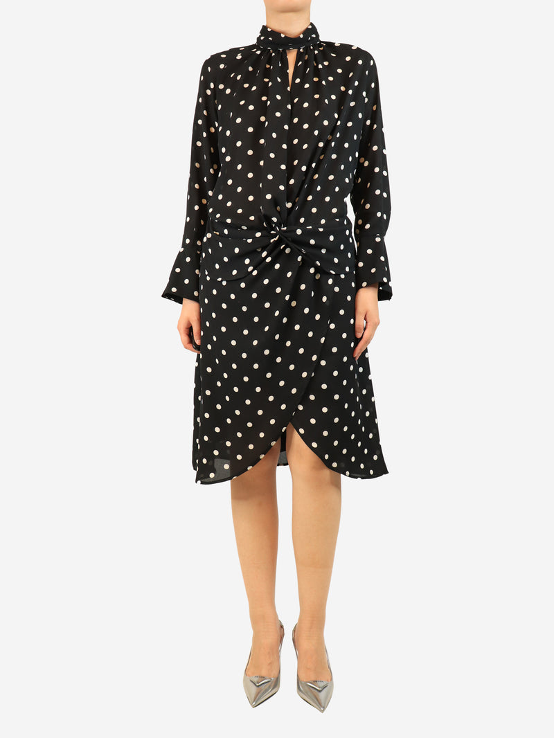 Black and white polka dot midi dress - size UK 8
