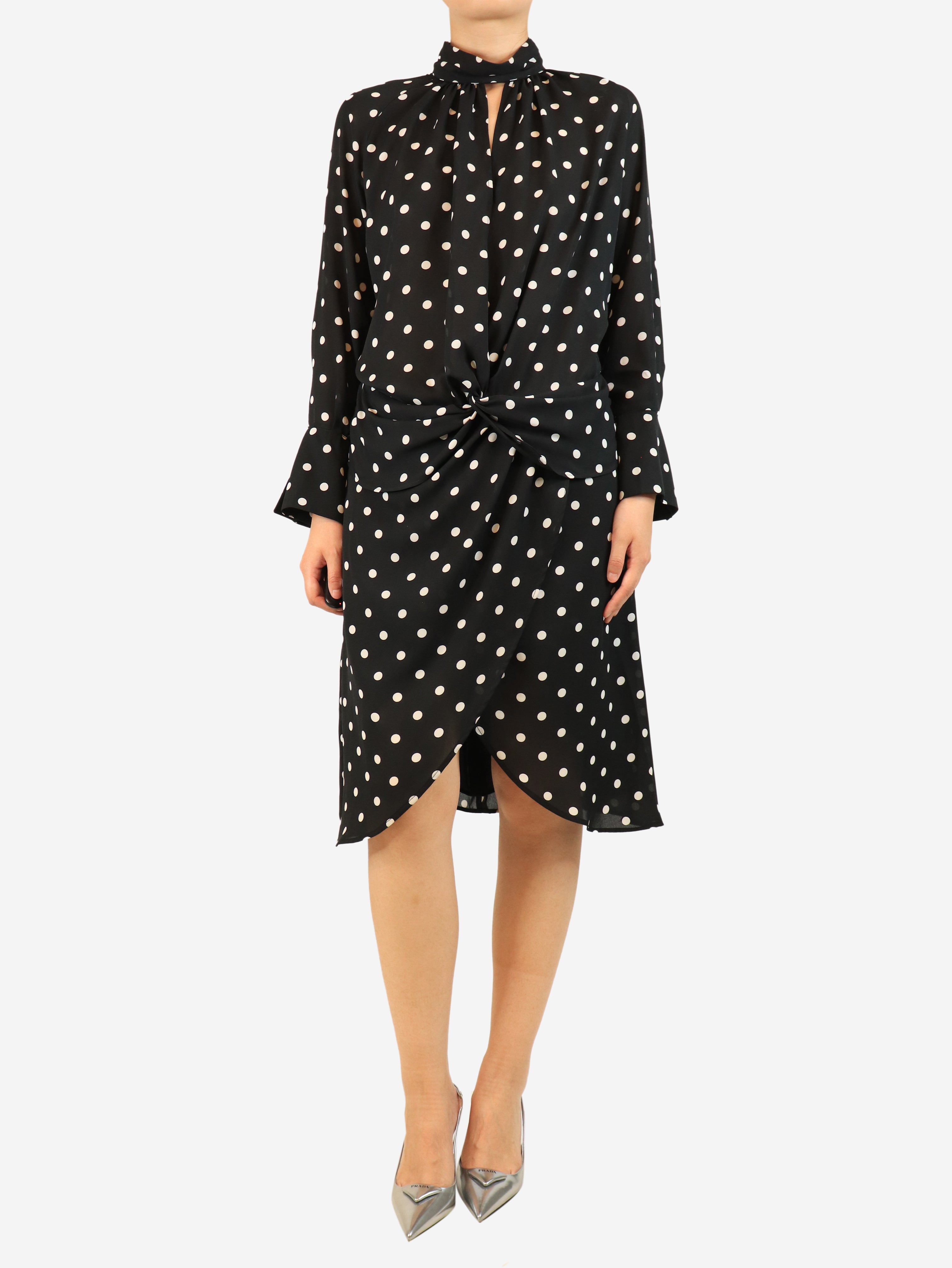 Black and white polka dot midi dress - size UK 8