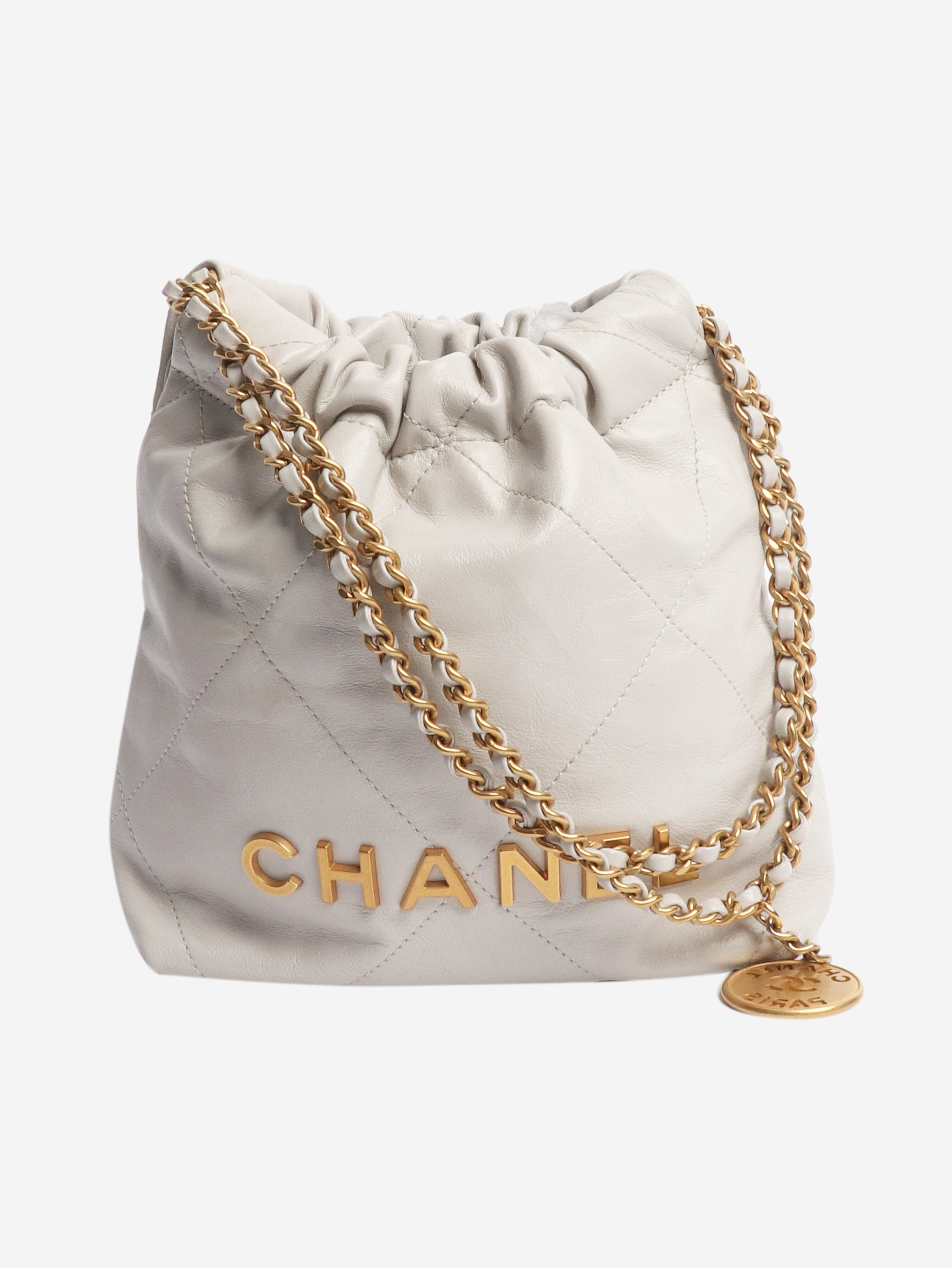Pale grey 22 shiny calfskin quilted bag Cross-body bags Chanel 
