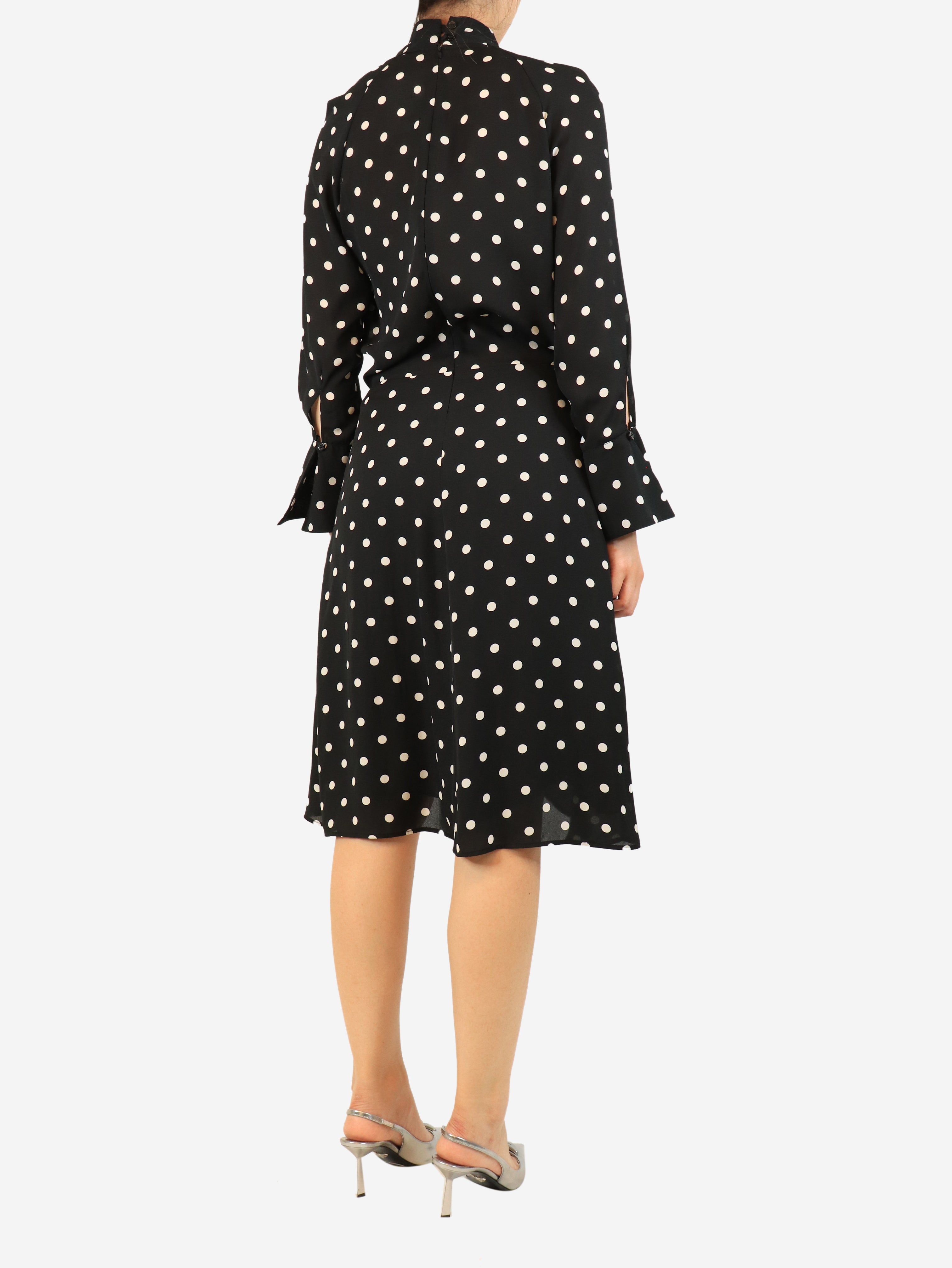 Black and white polka dot midi dress - size UK 8