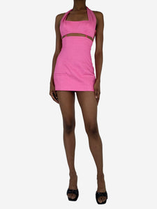 Jacquemus Pink Limao cutout twill halterneck mini dress - size UK 6