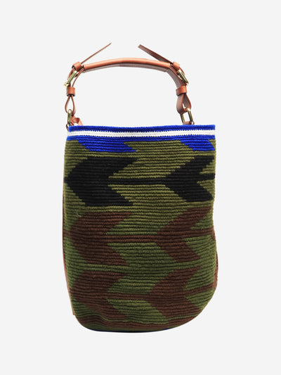 Khaki Woven arrow cylinder midi bag Shoulder bags Colville 