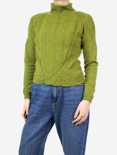 Green high-neck cable knit sweater - size IT 44 Knitwear Etro 