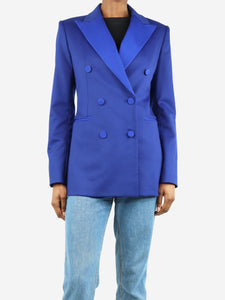 Theory Blue double-breasted padded-shoulders blazer - size UK 6