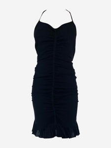 Chanel Black silk sheer ruched mini dress - size UK 8