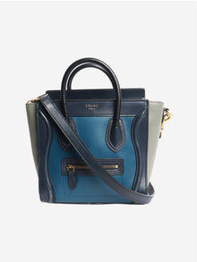 Blue tri-colour Nano Luggage tote Top Handle Bags Celine 