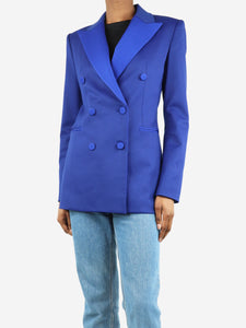 Theory Blue double-breasted padded-shoulders blazer - size UK 6