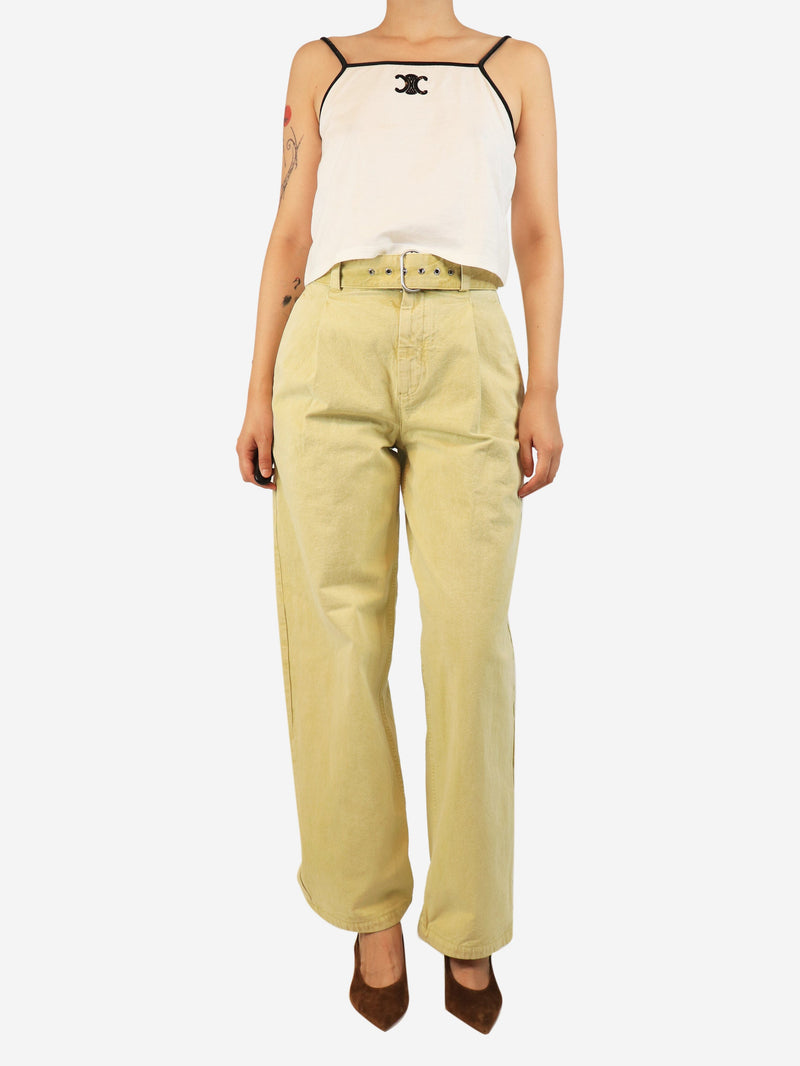 Yellow belted limewash jeans - size UK 8 Denim Jil Sander 