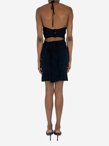 Chanel Black silk sheer ruched mini dress - size UK 8