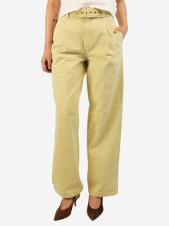 Yellow belted limewash jeans - size UK 8 Denim Jil Sander 