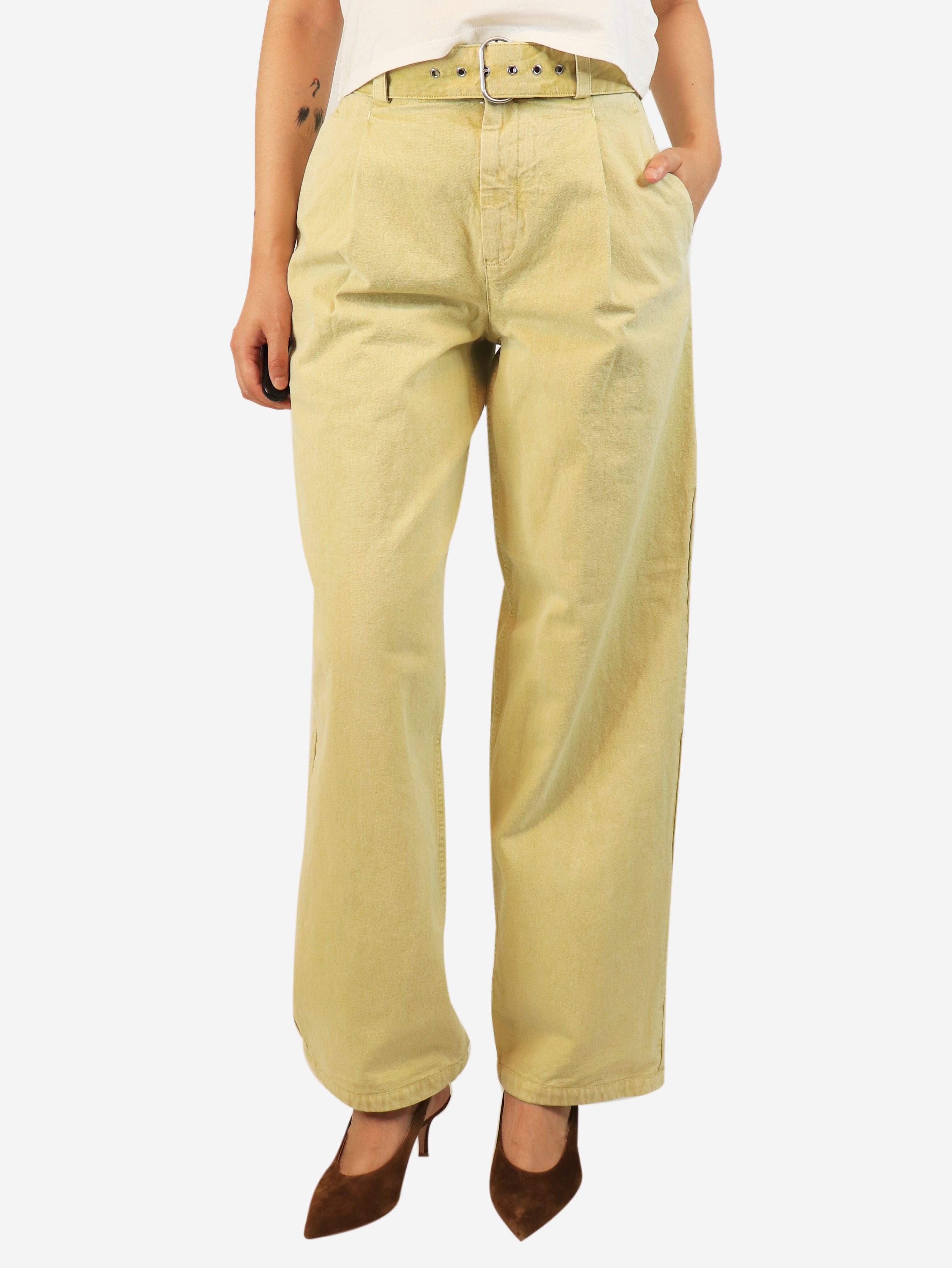 Yellow belted limewash jeans - size UK 8 Denim Jil Sander 