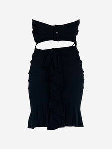 Chanel Black silk sheer ruched mini dress - size UK 8