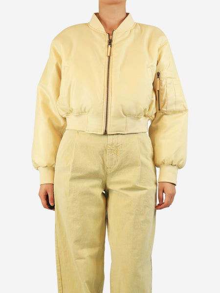 Butter yellow cropped Leon bomber jacket - size S product image