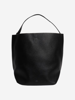 Black belted grained leather tote Tote Bags Toteme 