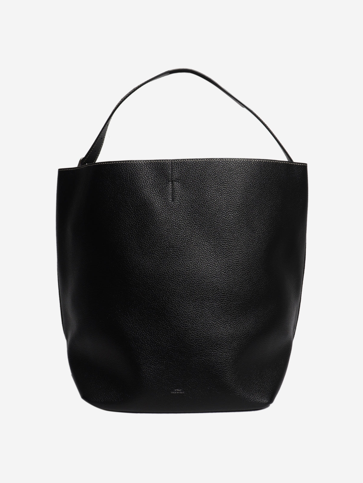Black belted grained leather tote Tote Bags Toteme 