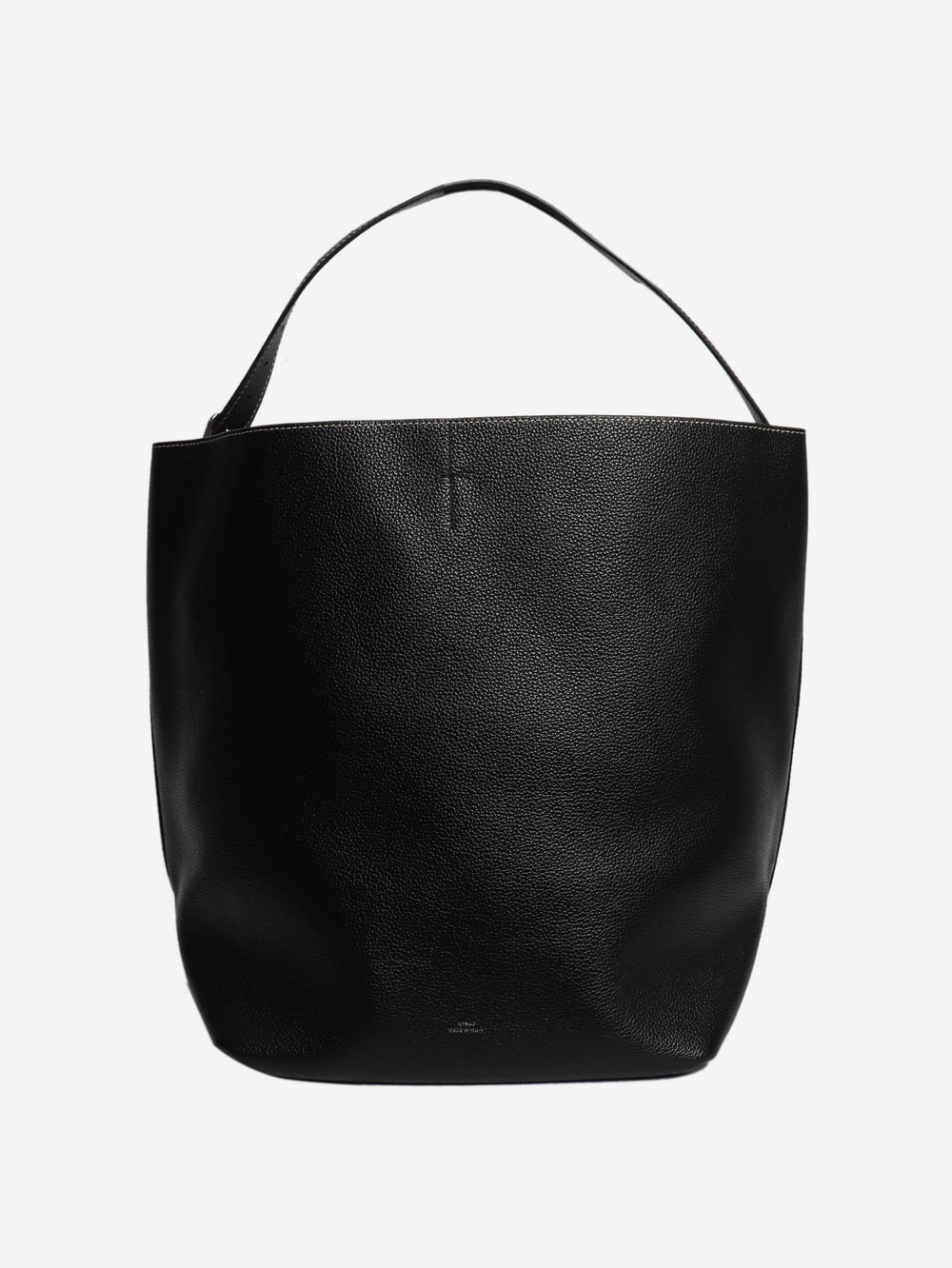 Black belted grained leather tote Tote Bags Toteme 