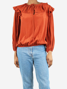 Co Rust silk pleated blouse - size XS