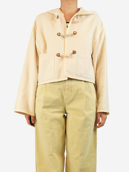 Cream hooded duffle coat - size UK 8 product image