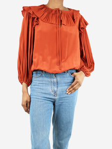 Co Rust silk pleated blouse - size XS