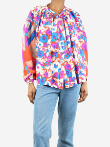 See By Chloe Multicolour silk floral blouse - size UK 6