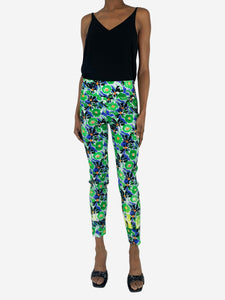 Prada Green and blue floral printed trousers - size UK 6