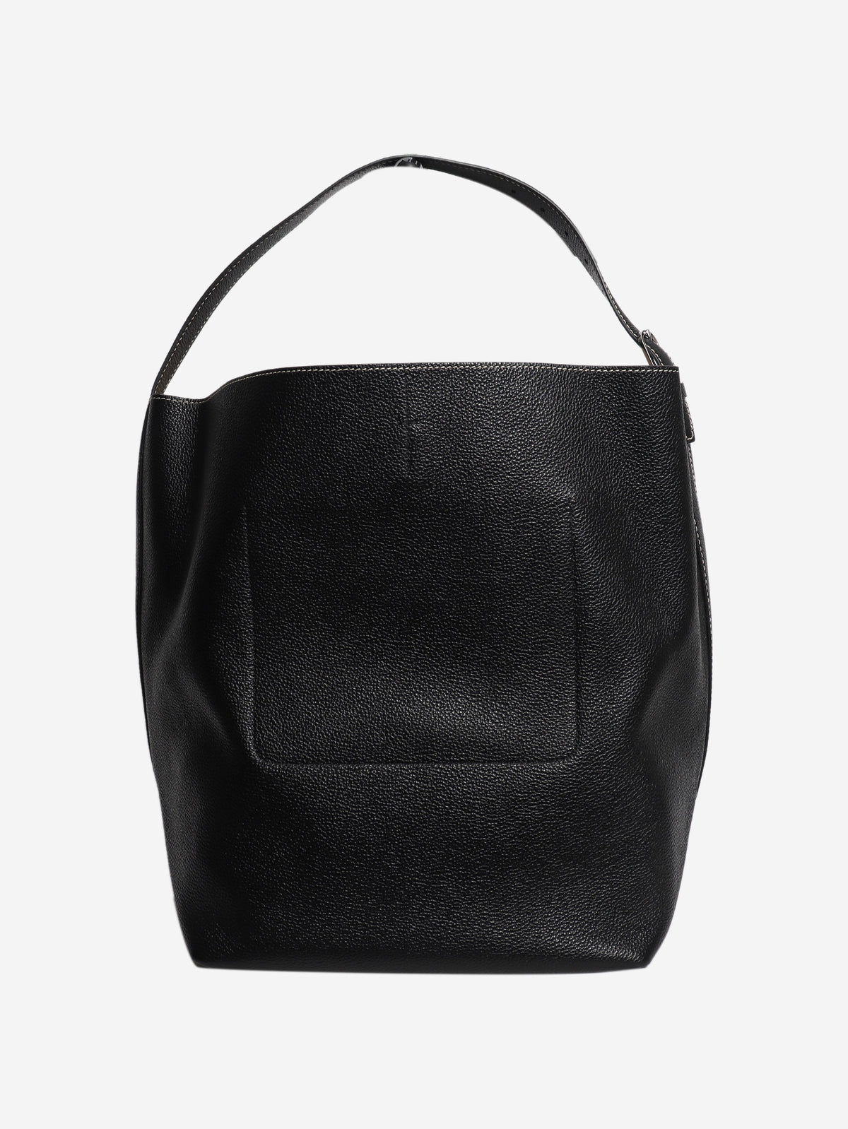 Black belted grained leather tote Tote Bags Toteme 
