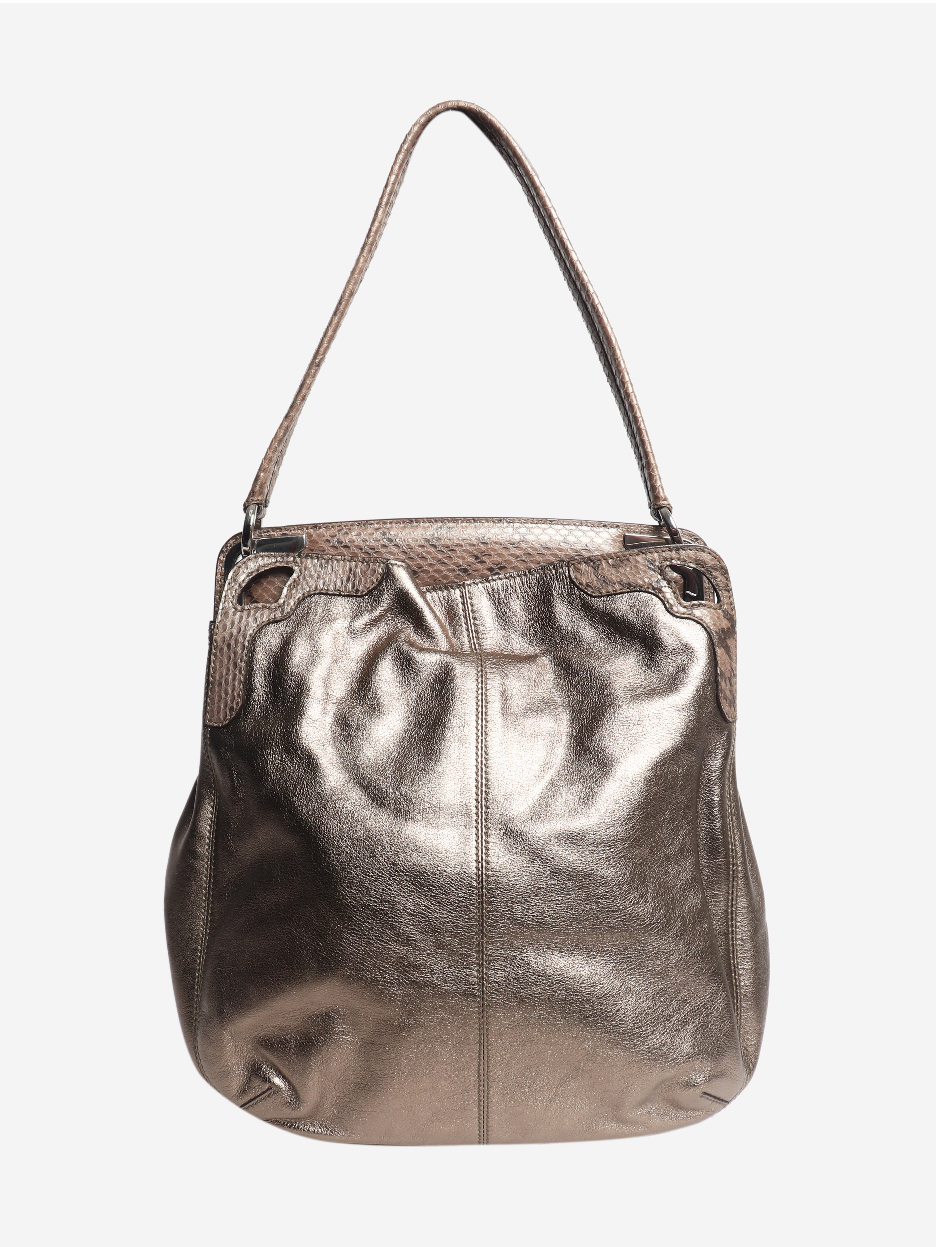 Brown Signature leather shoulder bag