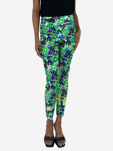 Prada Green and blue floral printed trousers - size UK 6