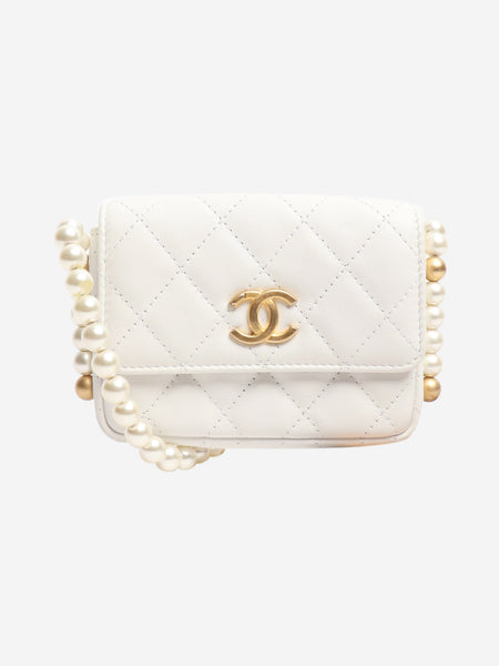 White diamond quilted caviar 2021 faux pearl mini crossbody bag product image