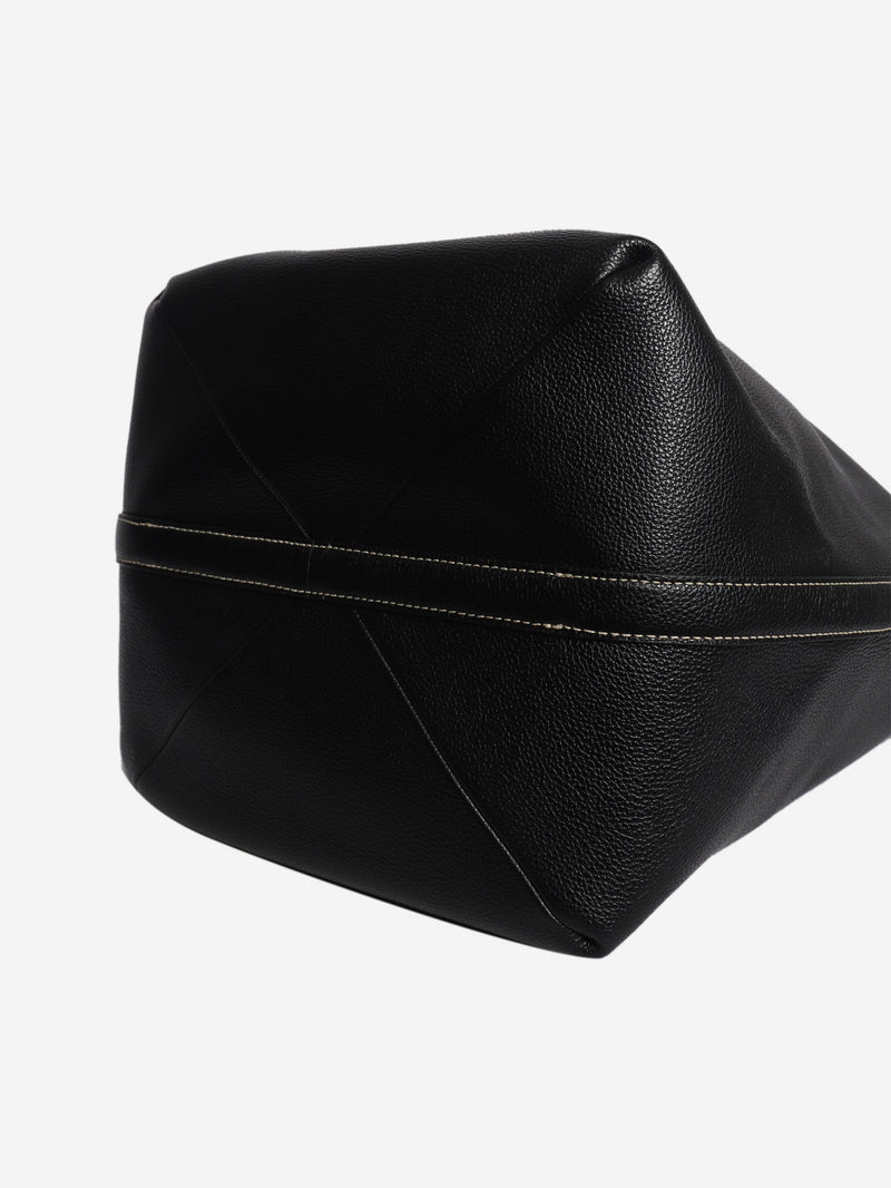 Black belted grained leather tote Tote Bags Toteme 