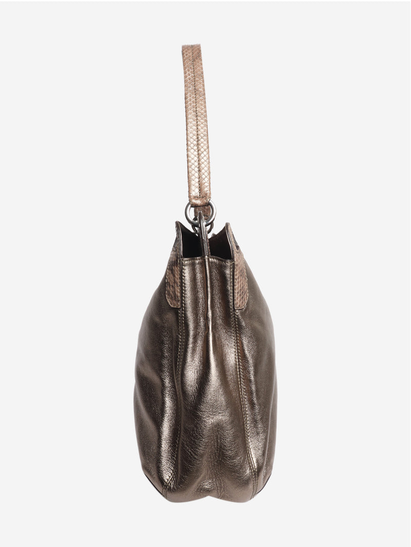 Brown Signature leather shoulder bag