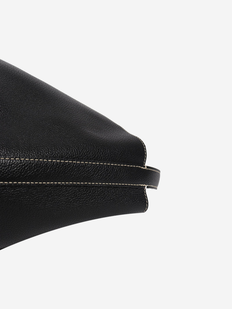 Black belted grained leather tote Tote Bags Toteme 