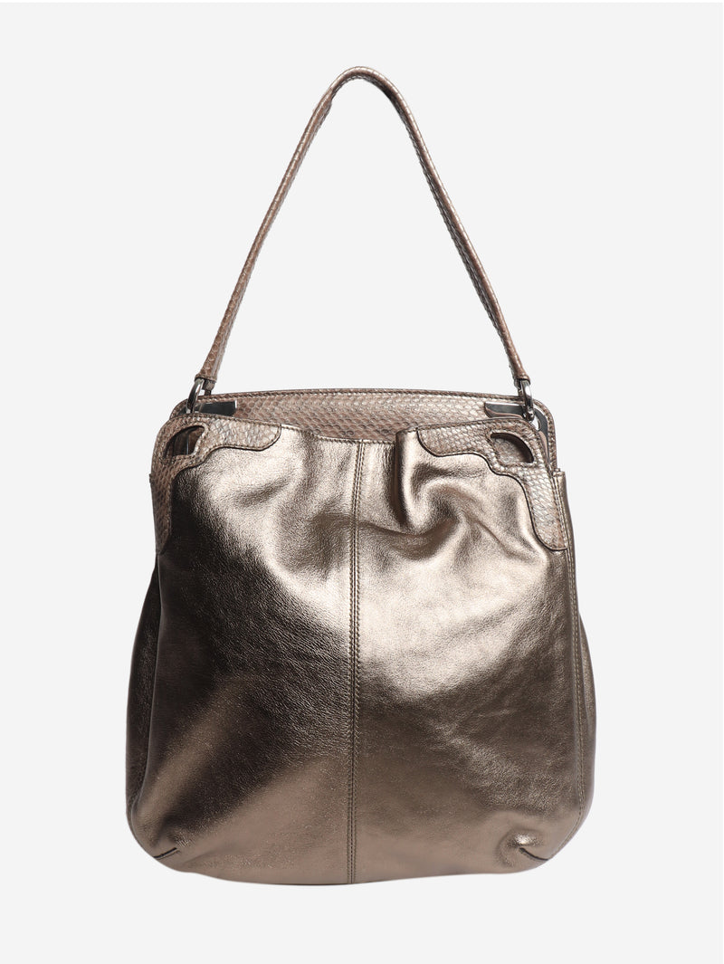 Brown Signature leather shoulder bag