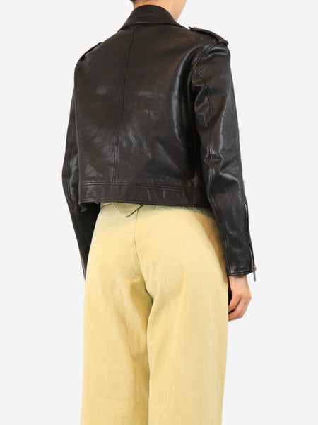 Black leather biker jacket - size UK 10 alternate image