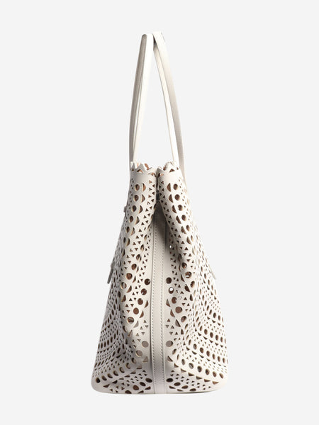 White laser-cut tote bag alternate image