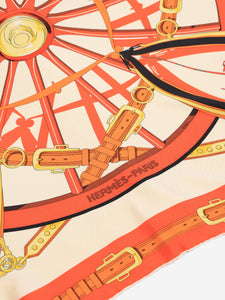 Hermes Orange patterned silk scarf