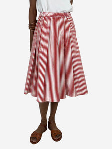 Comme Des Garçons GIRL Red and white striped cotton midi skirt - size XS