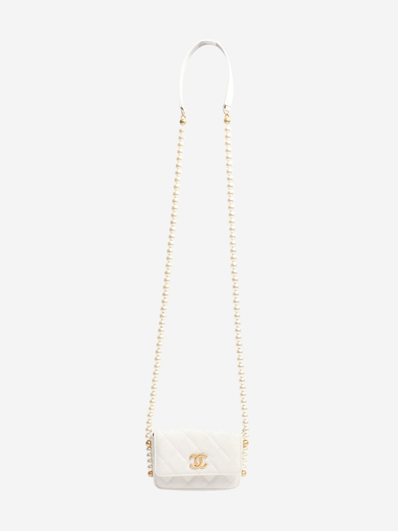 White diamond quilted caviar 2021 faux pearl mini crossbody bag Wallets, Purses & Small Leather Goods Chanel 