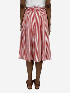 Comme Des Garçons GIRL Red and white striped cotton midi skirt - size XS